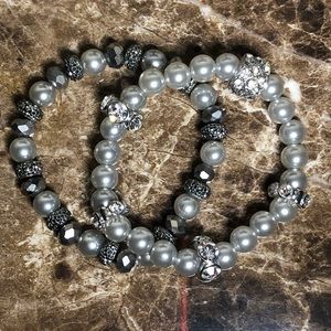 Silver & Gun Metal Beaded Bracelet